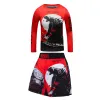 MMA Rashguard Çocuklar için Jiu Jitsu T-Shirt+Pantolon Sporu Boy MMA Şort Giyim BJJ Kickboks Formalar Çocuk Döşemeli Koruma Setleri