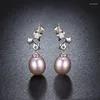 Dangle Earrings HENGSHENG Fine Jewelry Natural Pearl For Women Star Earring With Drop Rice Shape Silver