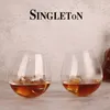 Slow Roll Spherical Whisky Rock Glass Match Wooden Pallet Roly-poly Design Taste Creative Brandy Snifters Whisky Tumbler Holder