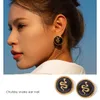 Designer Earrings for Women Plated 18k Gold Stainless Steel Black Dropped Oil Round Snake Relief Earrings Wholesale Free Shipping