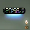 Large Digital LED Wall Clock with Atmosphere Light Color Changing Electronic Alarm Clock Temperature/Date/ Week Display