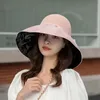 Cappello da sole UV Cappelli da sole per tute da donna Summer Women Women UV Solido pieghevole pieghevole larga e brim -esterno Panama Cap coda di cavallo240410