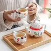 Japonais Lucky Cat Porcelain Tea Set Creative Fortune Cat CeraCic Tea tasse Pot avec passoire Beau Plutus mignon Cat Tas Tasse