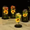 Dekorative Blumen künstlicher Sonnenblumen Licht einzigartige Geschenke Sonnenblumen in Glas Dome zum Weihnachtshochzeit Geburtstag sie