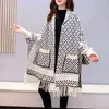 Nowy popularny zimowy kobiety Pearl Soft Norek Velvet Travel z rękawami dzianiny Znakomity kieszeń ciepły sweter Tassel Poncho Cape