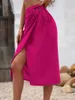 Skirts Fashion Trend Niche High Waist Strap Hip Skirt Summer And Autumn Women's Rose Red Midi Irregular Slit Streetwear