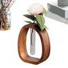 Vasen Testrohr transparente Glasblume Vase Topf Holzrahmen Desktop -Ornamente Home Office Dekoration