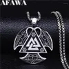Afawa Nordic Viking Stainsal Steel Ax Necklace for Men Silver Color Big Nceptants Jewelry Gargantilla N4022S021240V