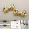 Golden Brass Bowknot Handles Modern Bedroom Cabinet Wardrobe Door Dresser Knobs Kitchen Drawer Pullers Furniture Decor Hardware