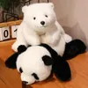 Creative 30/45/65cm Simulation Bear Panda fylld djur Soft Fluffty Doll Lie Pone roliga leksaker Dekor Girls Xmas Birthday Present 240329