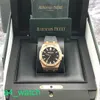 Grestest AP Wrist Watch Royal Oak Series 15500 ou mostrador preto com alça de borracha relógio de ouro 18k Máquinas automáticas de ouro rosa