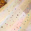 100x155 cm Rainbow Star Moonlove Glitter Canteias de tecido DIY para chá de chá de chá de bebê sereia