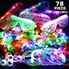 LED RAVE Toy 78pcs LED Light Up Toy Withglow In The Dark Party Supplies50 Finger Light 12 Jelly Ring 6 Flashing Glasses 5 Bracelet 5 Fiber 240410