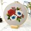 Paquet de matériaux de fleurs de broderie de bricolage Broderie cerceau kits de point de croix faits à la main pour les débutants de décoration de bordado