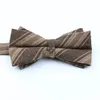 Mens Classic Striped Bowtie Brown Blue Double Layer Butterfly Bussines Dinner Tuxedo Suit Shirt Cravat Men Bow Ties Tillbehör