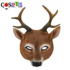 Cospty Christmas Reindeer 3D Animal Realistic Halloween Party Pu Foam Latex Deer Head Mask197Y