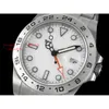 226570 OLEX förstoring Superclone White Platinum 42mm konvex Automatisk linsklocka Explorerii Designer Rhodium Mekanisk kalender Men 37