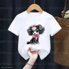 T-shirts nya flickor t-shirt söt hund maltesiska djurtryck barn tshirt mode kawaii flickor kläder sommar baby tshirt topp 1-14 år gammal 240410