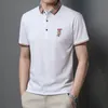 ショートスリーブのTシャツメンズハイエンドの夏の服中年のビジネスカジュアル刺繍ラッサーポールポロトップ