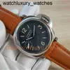 Panerass Watch Luxury Super Factory 44mm Black Face Orange Dial Strap p Mechanical Hand-winding Movement Fashion Mens with Uj4i