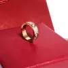 3mm 4mm 5mm 6mm Titanium Steel Silver Love Ring Men and Women Rose Gold Jewelry For Lovers Par Rings Gift With Drill Wite Box Haofshion