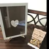 Custom Drop Top Guestbook White Frame Персонализированная свадебная гостевая книга Альтернативная книга из деревянного сердца гостевая книга