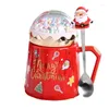 Muggar julmugggåva med lock och sked 16oz Santa Snow Globe Ceramic Cup Winter Party Gifts for Kids Friends