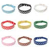 Largura PU Colar de couro de colar de estimação redonda Bling Rhinestone Puppy Dog Charking Colar para cães pequenos para cães médios