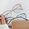 Okulary przeciwsłoneczne kobiety anty-blue lekkie okulary projektanci okulary optyczne komputer Ochrona oka Modna metalowa rama okulary