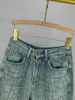 Женские джинсы Тяжелые буровые джинсовые брюки для женщин 2024 Весна Осенняя мода высокая талия.
