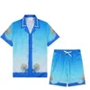 Mens Tracksuits Tennis Flowers Stripes Men Women Short Set T Shirt Hawaii Beach Style Suit Hip Hop Shirt Shorts Couple Suits