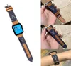 DENIM CANVAS مجموعات مراقبة جلدية حقيقية لحزام Apple Watch 38mm 40mm 41mm 42mm 44mm 45mm 49mm Iwatch 3 4 5 SE 6 7 Series Band 8870276