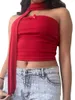 Kvinnotankar y2k estetiska rörtoppar båge stropplös korsett för kvinnor 2024 sommar ärmlös smal beskuren topp mager fit bustier kläder