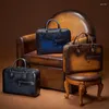 Misportés Matchés Handmade Retro Computer Misporction pour les hommes Sac de bureau d'affaires en cuir haute capacité qui rayonne haut de gamme