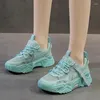 Fitness Shoes Plataforma Sneakers Women Soild Chunky Trainers for Mesh Walking Summer White Blue Orange