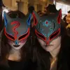 Neue Slayer glühende Dämon El Wire Kimetsu no yaiba Charaktere Cosplay Kostümzubehör Japanische Anime Fox Halloween LED Maske