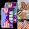 100 -stcs/doos transparante doodskist nep nagels capsules kunstmatige acryl full cover herbruikbare valse nagels tips geperst op de nagel