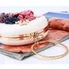 2022 Women Evening Day Dinner Bag Handmade Flowers Pearl Round Shaped Clutches Lady Handbag Wedding Purse Chain Shoulder Bags