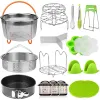 18 Pieces Pressure Cooker Set Fit for Instant Pot / 8Qt 2 Steamer Baskets Springform Pan Stackable Egg Steamer Rack Egg Beater