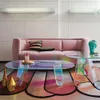 Акриловый складной стол простые мини -прикроватный стол красочный лазерный круглый кофейный столик