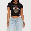 Dames t shirts 2024 lente zomer middenrif-baring korte tijger printen o-neck mode straat casual slank fit dames t-shirt top