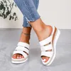 Sandalen luxe vrouw sandaal dames zomer casual vaste kleur zacht leer glanzende dikke bodem strand helling hiel dames cheerig