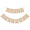 13 PCS Banner de jute Joyeux anniversaire Vintage Burlap Burlap Party Home Decor Supplies Background Photography Access