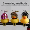 Bicycle Bell Small Yellow Duck With Helmet And Propeller 2 Lighting Modes Light Rubber Duck Toy For Cycling Bicycle Accessories
