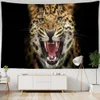 Snow Leopard Tapestry Wall Hanging Animal Psychedelic Mystery Dormitory Living Room Background Cloth Decor