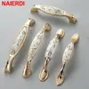 NAIERDI Antique Ceramic Cabinet Handles Chinese Vintage Drawer Knobs Wardrobe Door Handles European Furniture Handle Hardware