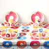 Donut Banner Paper Cup servettplattor Donut tema födelsedagsfest dekorationer barn gynnar födelsedagsjubileum baby showe deco