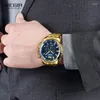 Orologi da polso megir maschile oro in acciaio inossidabile in acciaio inossidabile orologio business cronografo analgue orologio da polso per uomo impermeabile luminoso 2068ggd-2n3