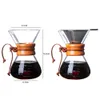 Hand Coffee Pot Drip Vintage Set Thicked Bamboo Glass Filter Cup redskap 240410