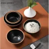 1pc estilo japonés de plástico negro tazón caliente tazón pequeño utensilios de cocina para el tazón de arroz bocadillos de almacenamiento de bocadillos